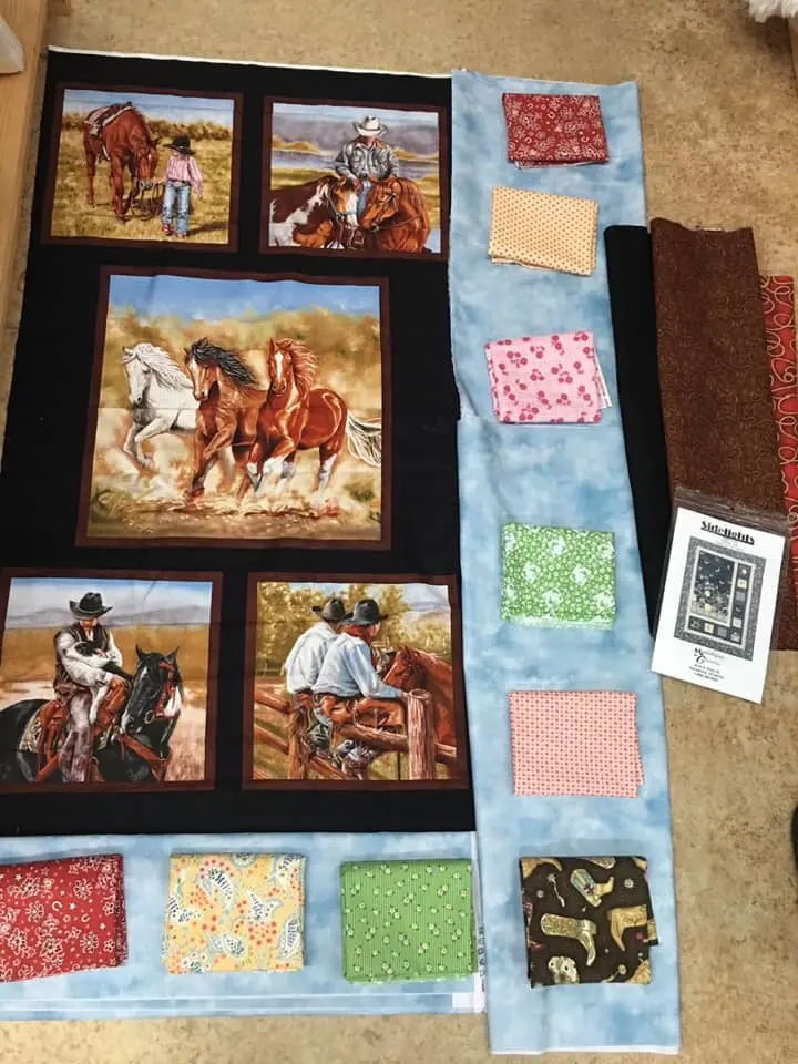 Cowgirl Horse Ranch Quilt Kit.  Size 46 X 62. 1