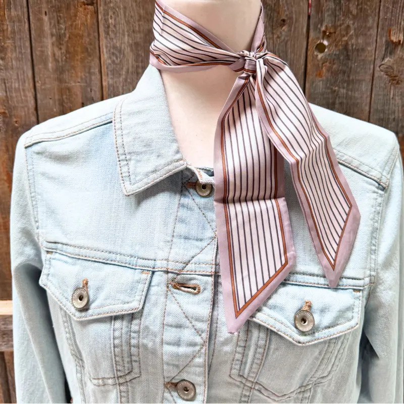 Cream And Brown Western Skinny Mini Wild Rag Scarf / Cowgirl Necktie #Tw101 2