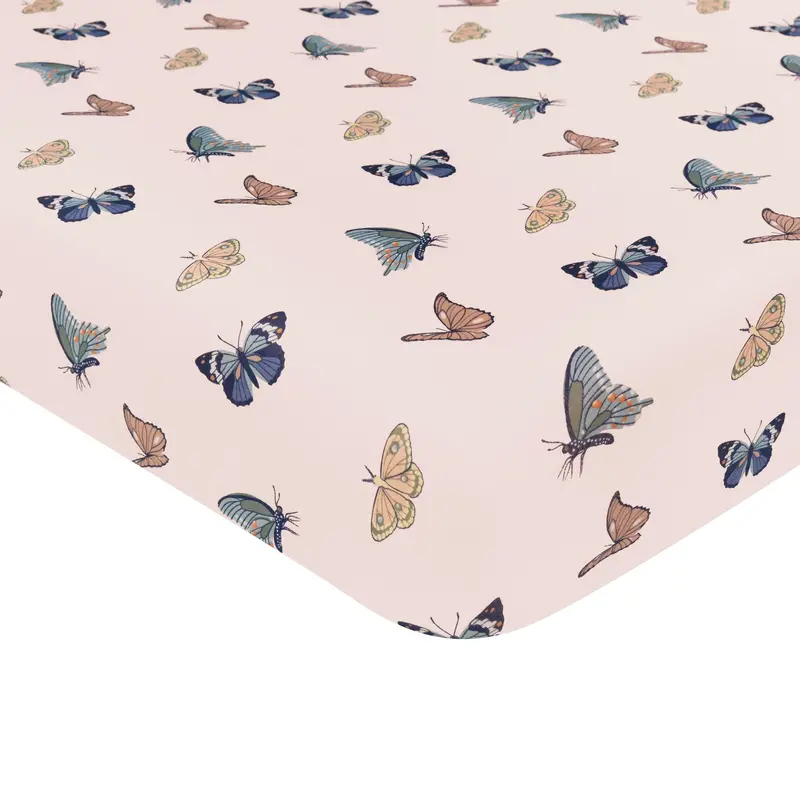 Crib Sheet In Blush Butterfly 1