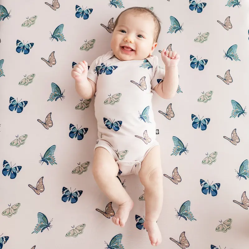 Crib Sheet In Blush Butterfly 2