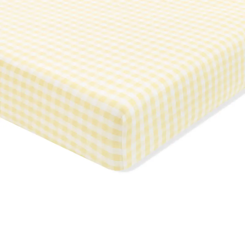 Crib Sheet In Gingham Chamomile 1