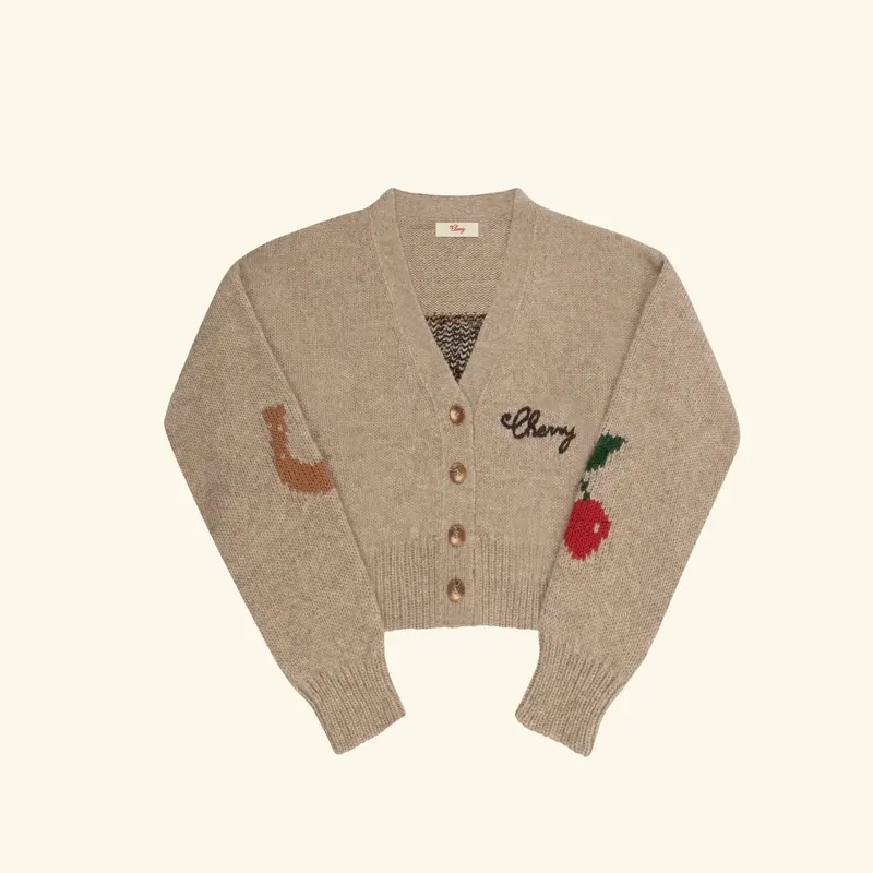 Cropped Stables Cardigan (Heather Oat) 1