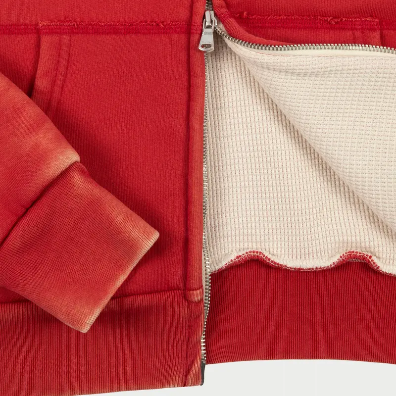 Cropped Thermal Zip-Up (Vintage Red) 4