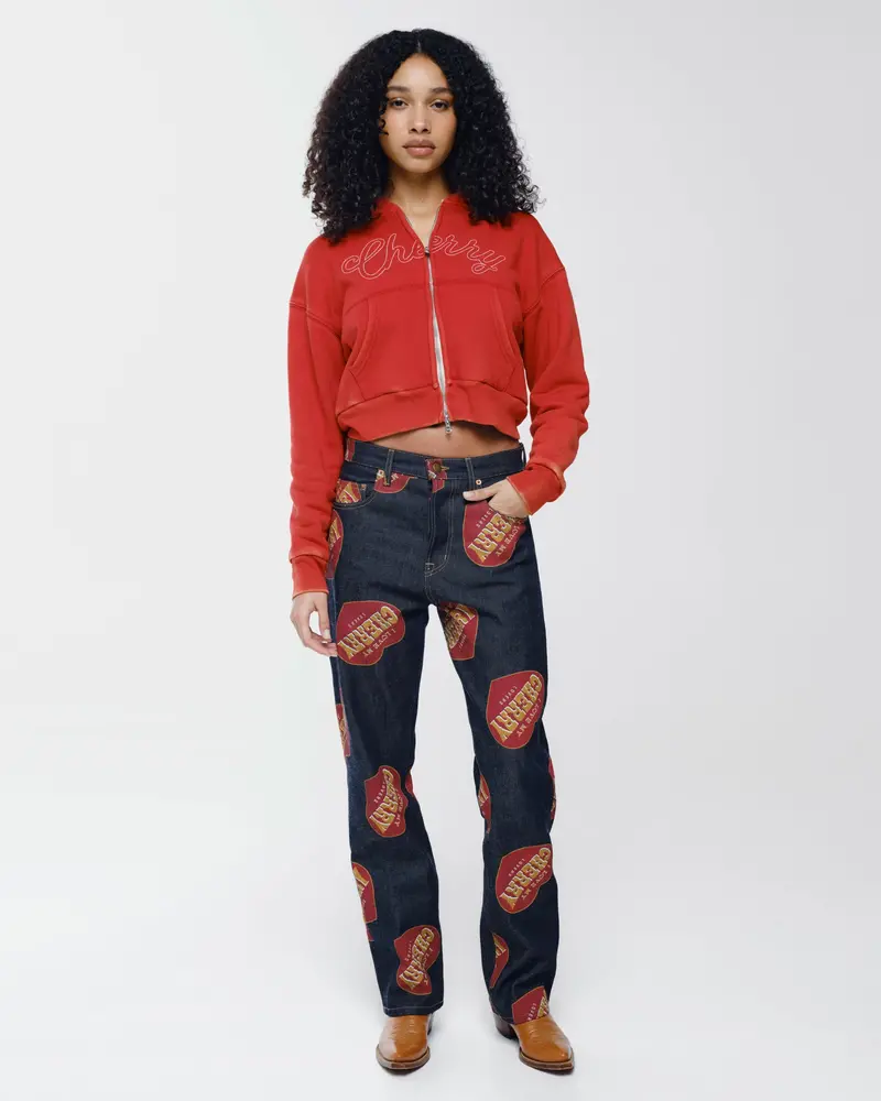 Cropped Thermal Zip-Up (Vintage Red) 5