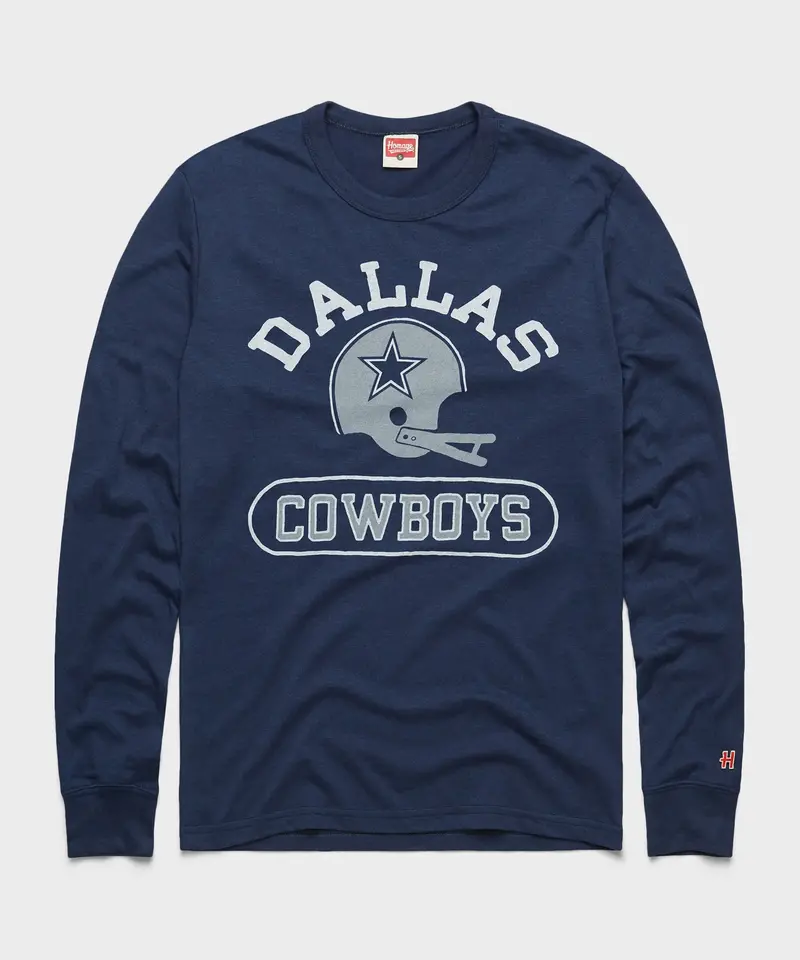 Dallas Cowboys Throwback Helmet Long Sleeve Tee 1