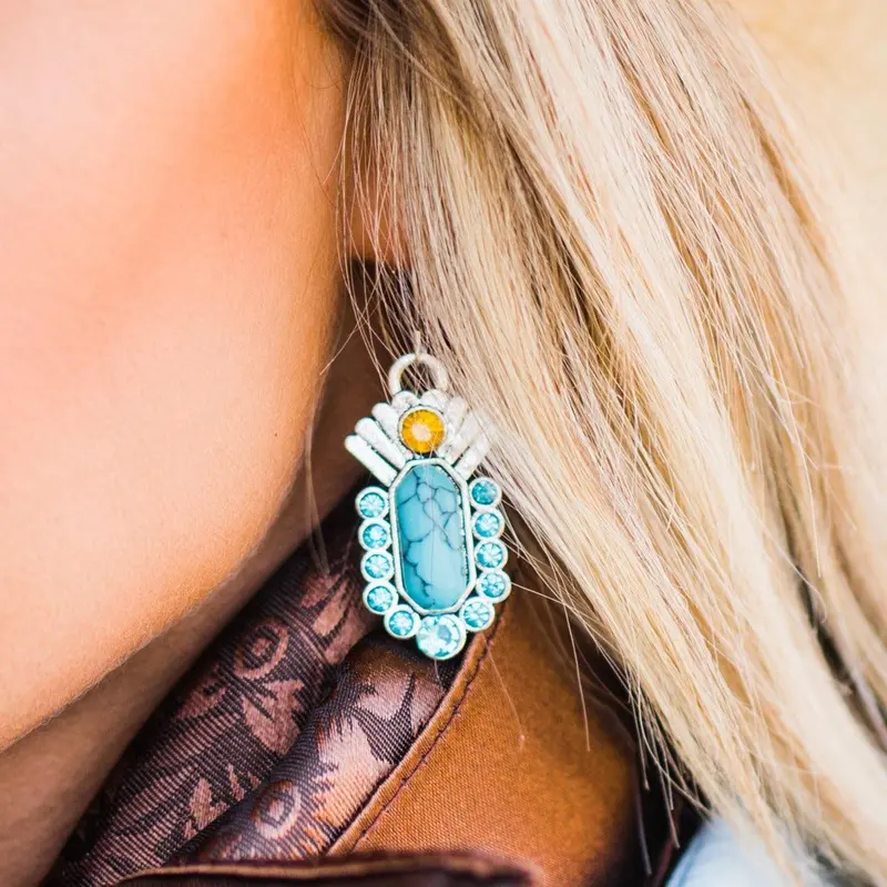 Dangle Turquoise Silver Fashion Earrings Wa198 1
