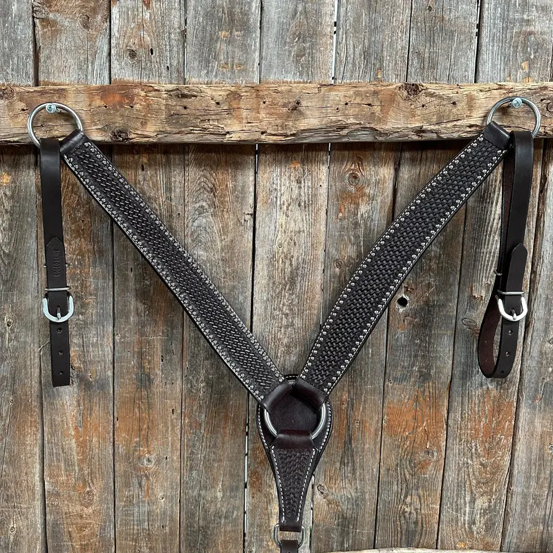 Dark Oil Basketweave Silver Dot Breastcollar 1