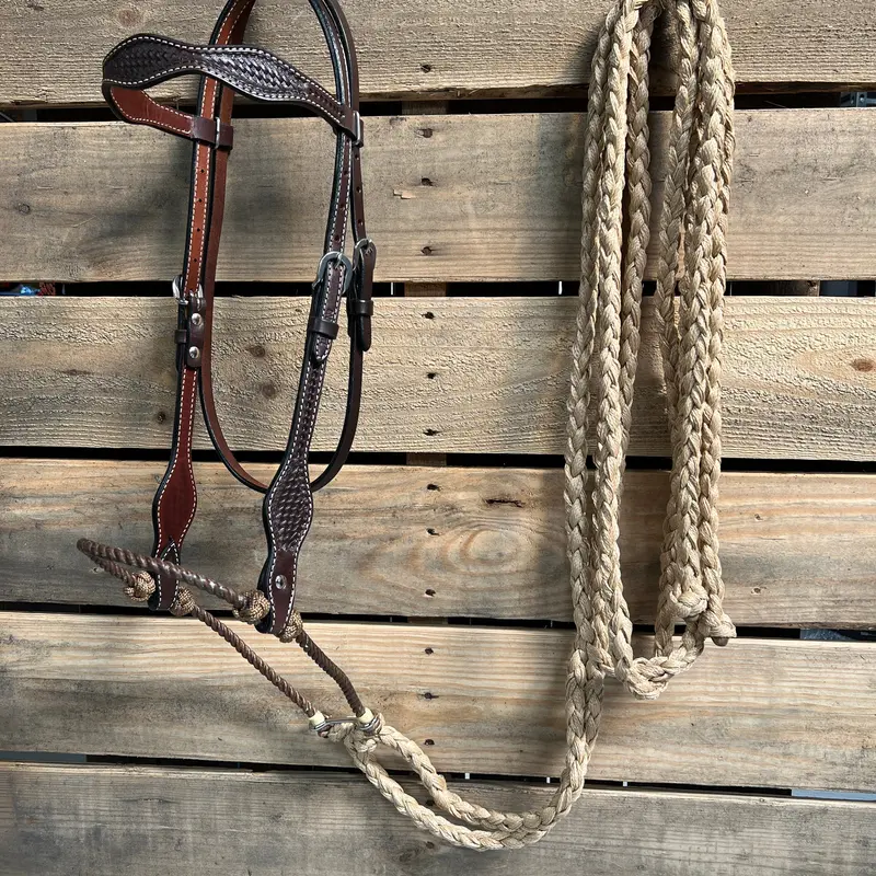 Dark Oil Basketweave Tan Loping Hackamore #Lhk006 1