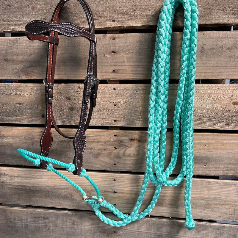 Dark Oil Basketweave Turquoise Loping Hackamore #Lhk005 1
