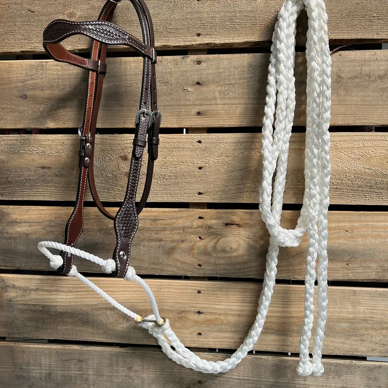 Dark Oil Basketweave White Loping Hackamore #Lhk007 1