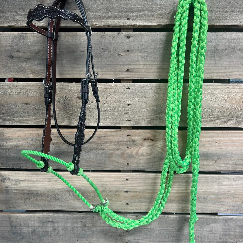 Dark Oil Floral Scalloped Lime Loping Hackamore #Lhk019 1