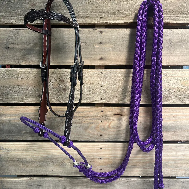 Dark Oil Floral Scalloped Purple Loping Hackamore #Lhk017 1