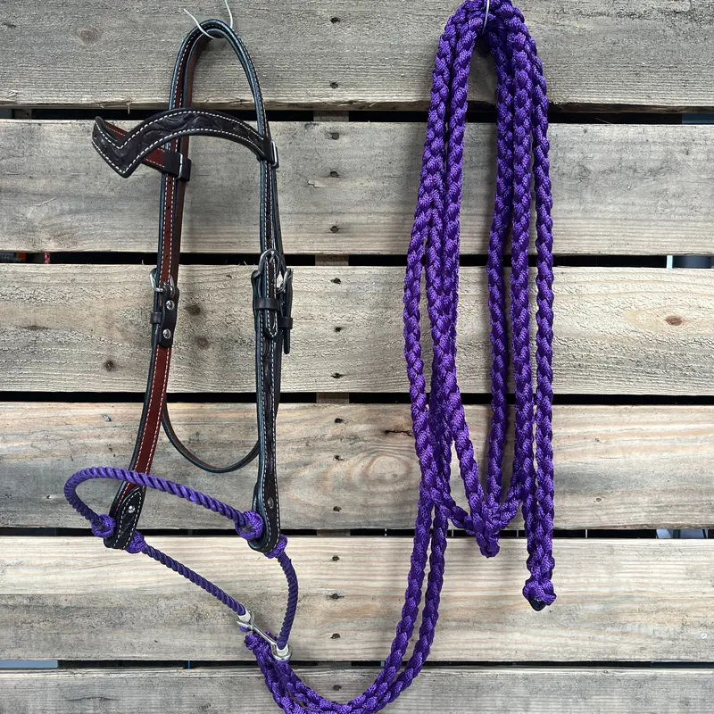 Dark Oil Floral V-Brow Purple Loping Hackamore #Lhk030 1