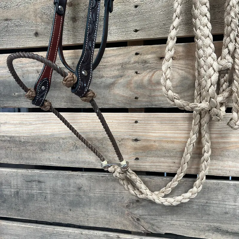 Dark Oil Floral V-Brow Tan Loping Hackamore #Lhk031 2