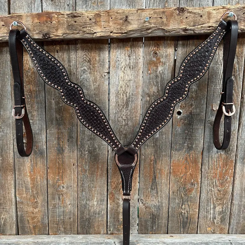 Dark Oil Honeycomb Tooled With Copper Dots Breastcollar 1
