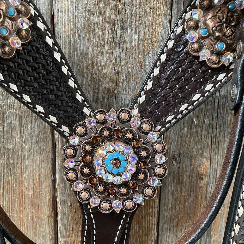Dark Oil Purple Skull Browband - Breastcollar - Witherstrap Set #Bbbc425 4