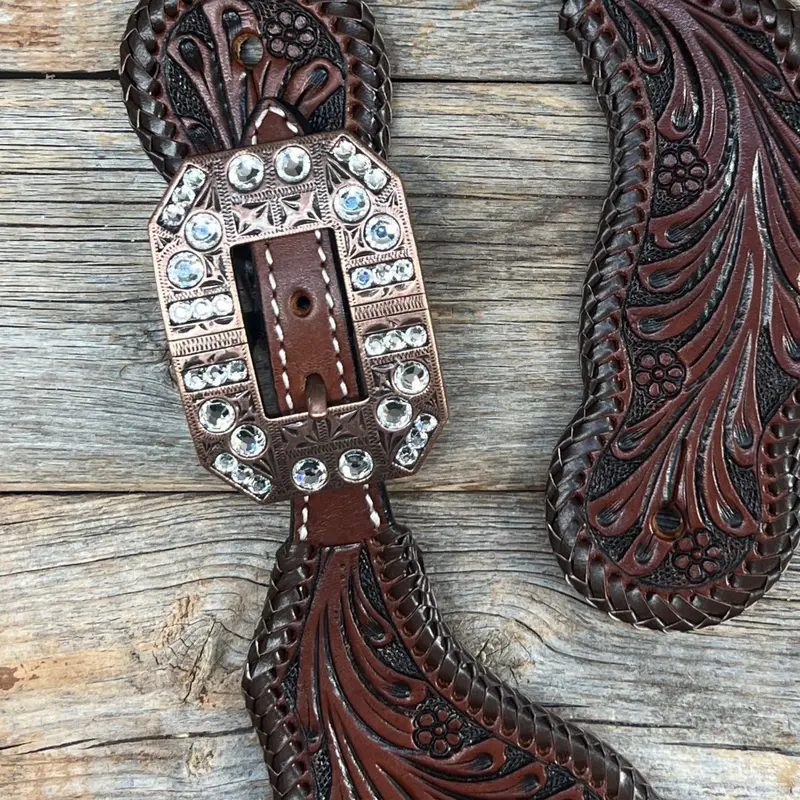 Dark Oil Whipstitch Clear Spur Straps #Ss129 2