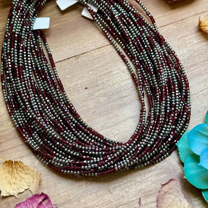 Dark Red Natural Garnet Necklace With Sterling Silver Pearls – 18.5” 1