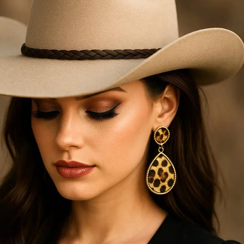 Dark Rodeo Style Animal Print Fashion Earrings 1