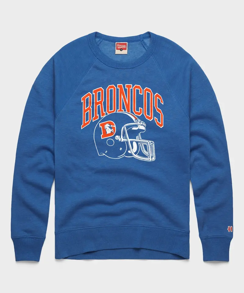 Denver Broncos Helmet Retro Crewneck 1