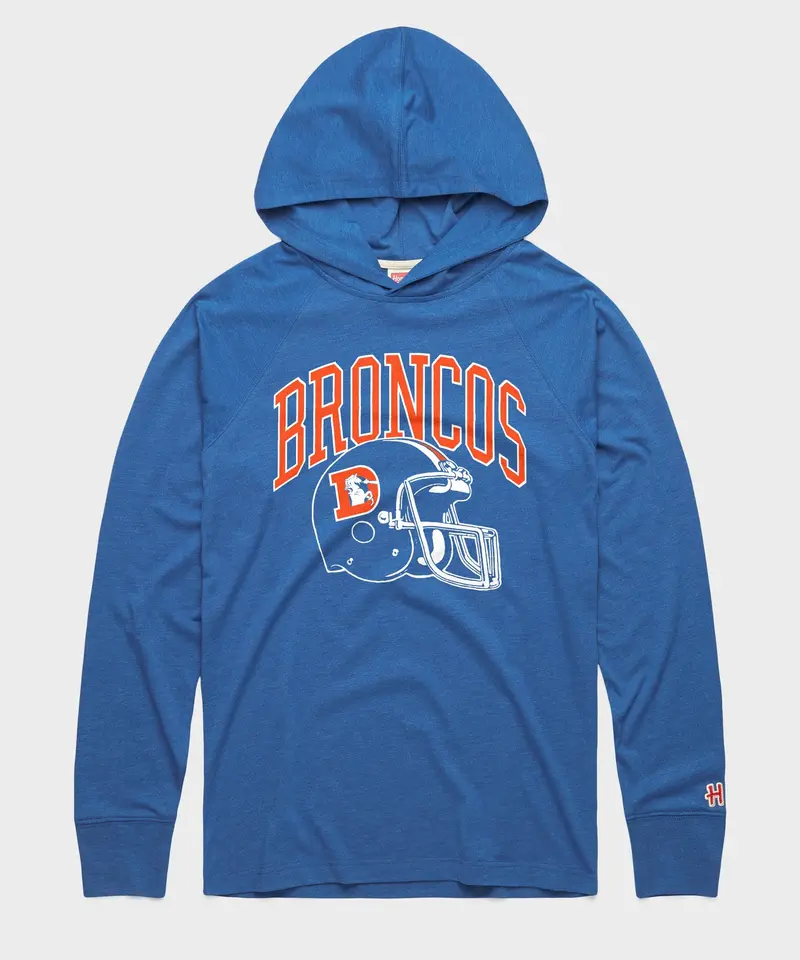 Denver Broncos Helmet Retro Lightweight Hoodie 1