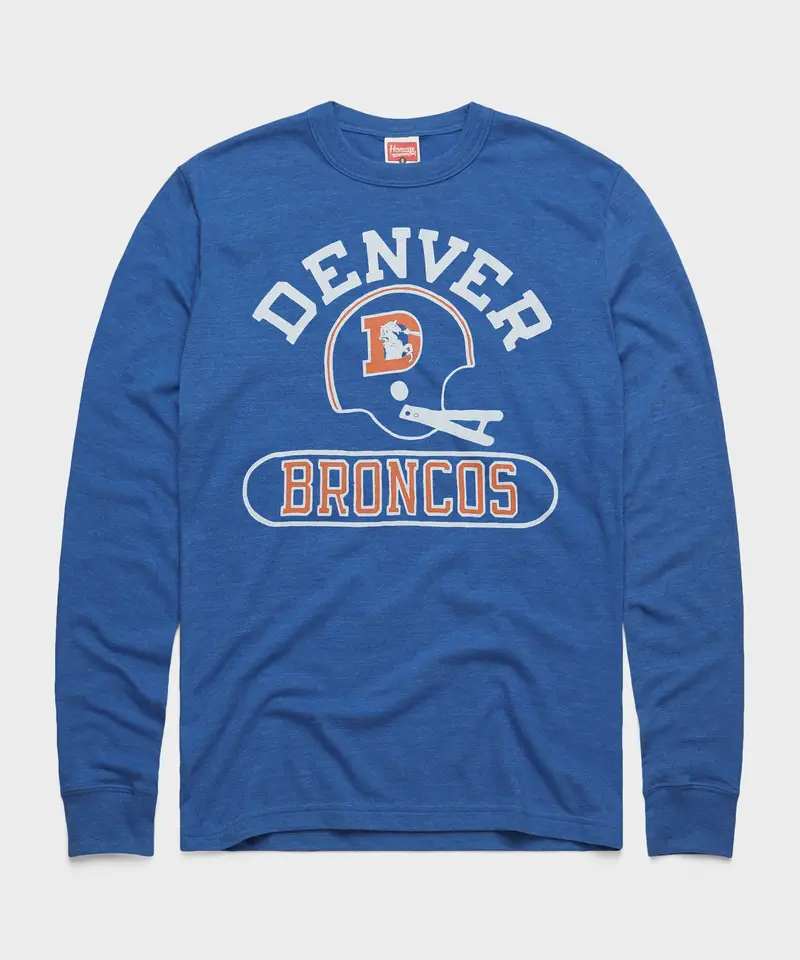 Denver Broncos Throwback Helmet Long Sleeve Tee 1