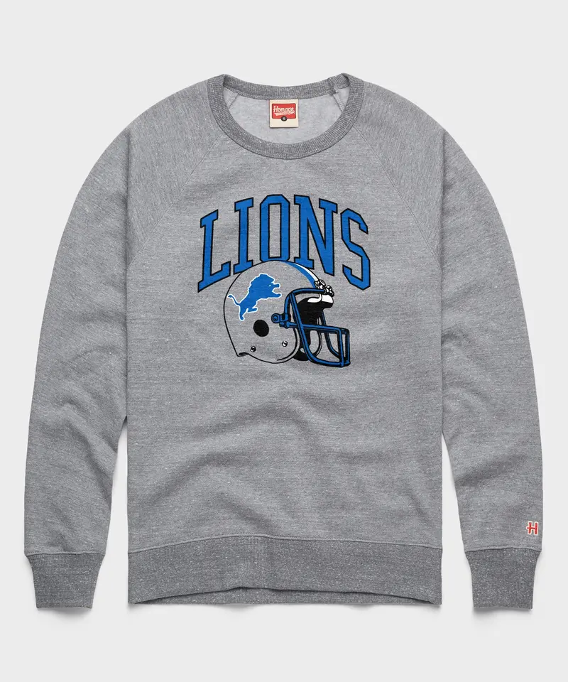 Detroit Lions Helmet Retro Crewneck 1