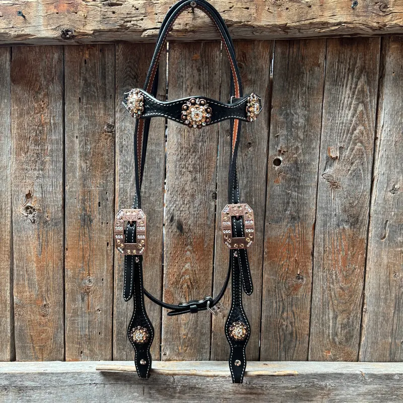 Draft Black Basketweave Champagne And Clear Browband #Bb132d 1