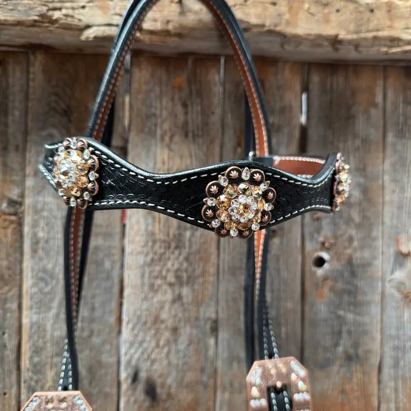 Draft Black Basketweave Champagne And Clear Browband #Bb132d 2