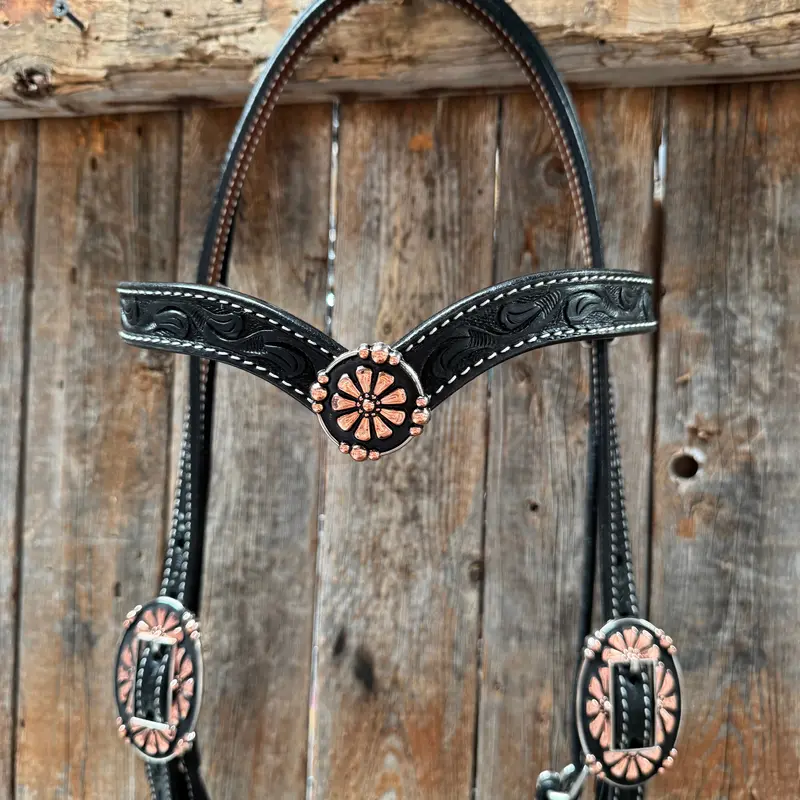 Draft Black Floral Copper Flower V-Browband #Bb134d 2