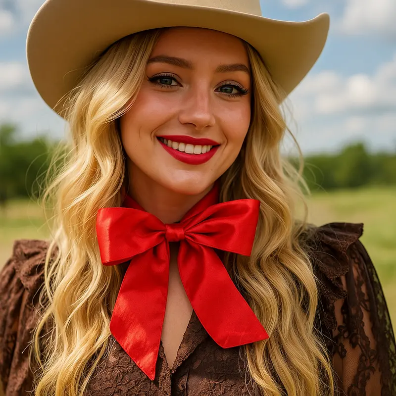 Electric Red Western Skinny Mini Wild Rag Scarf / Cowgirl Necktie #Tw306 1