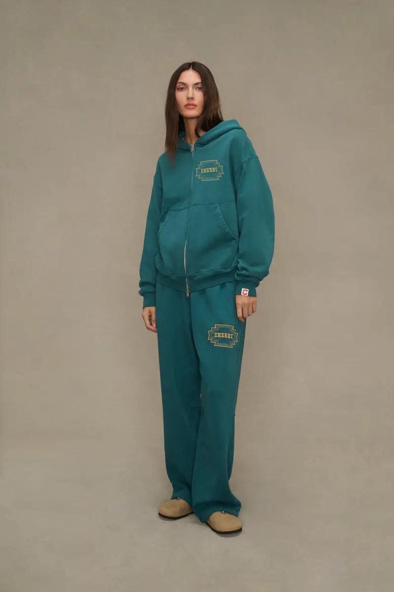 Embroidered Frontier Parachute Sweatpants (Emerald) 2