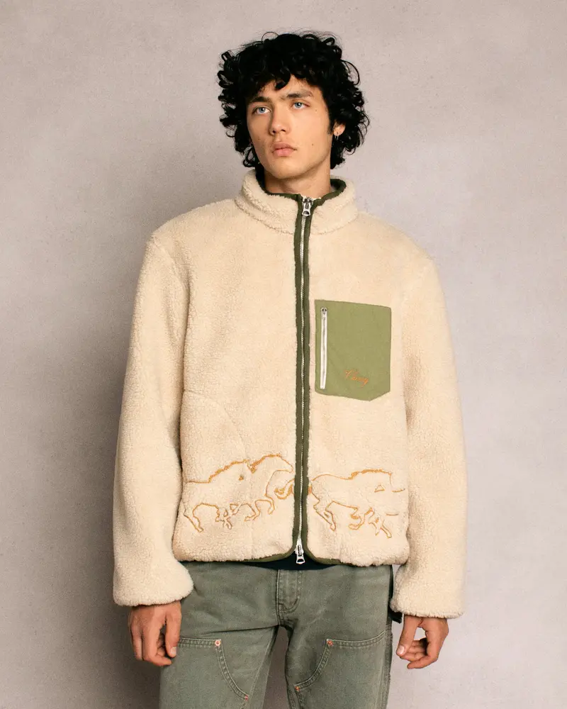 Embroidered Sherpa Jacket (Natural) 3