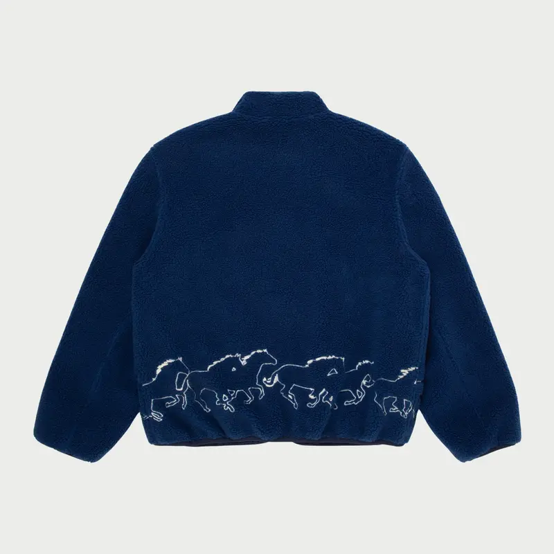 Embroidered Sherpa Jacket (Royal) 2