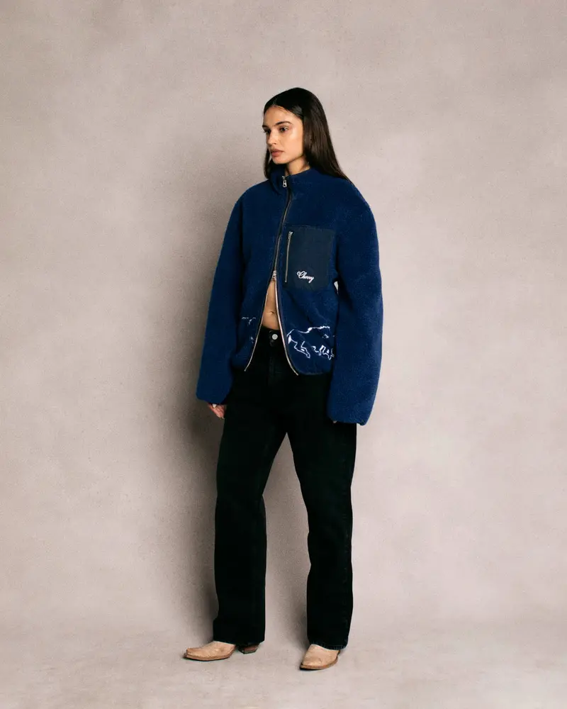 Embroidered Sherpa Jacket (Royal) 3