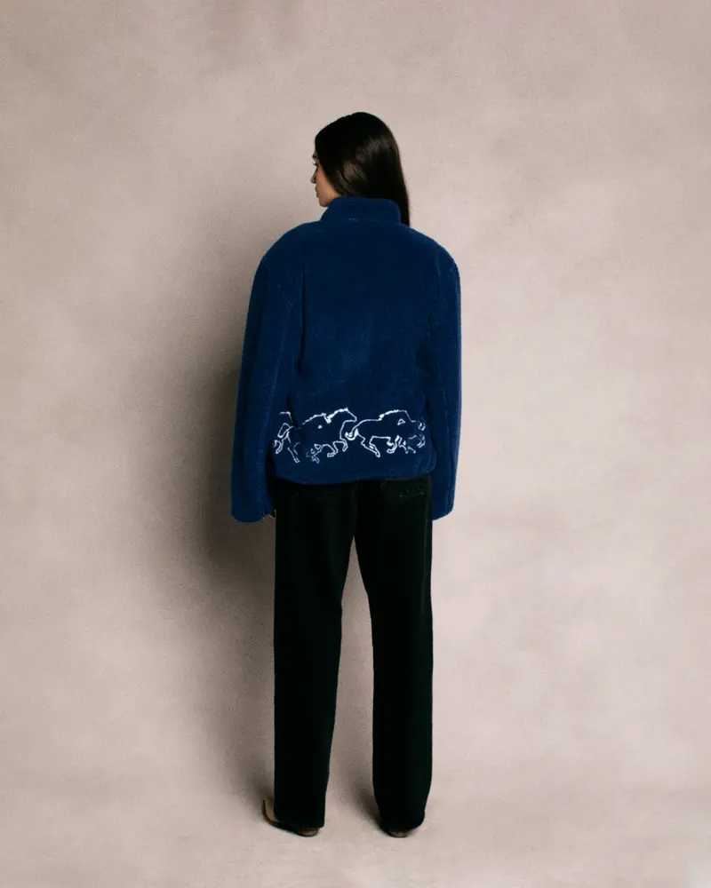 Embroidered Sherpa Jacket (Royal) 4