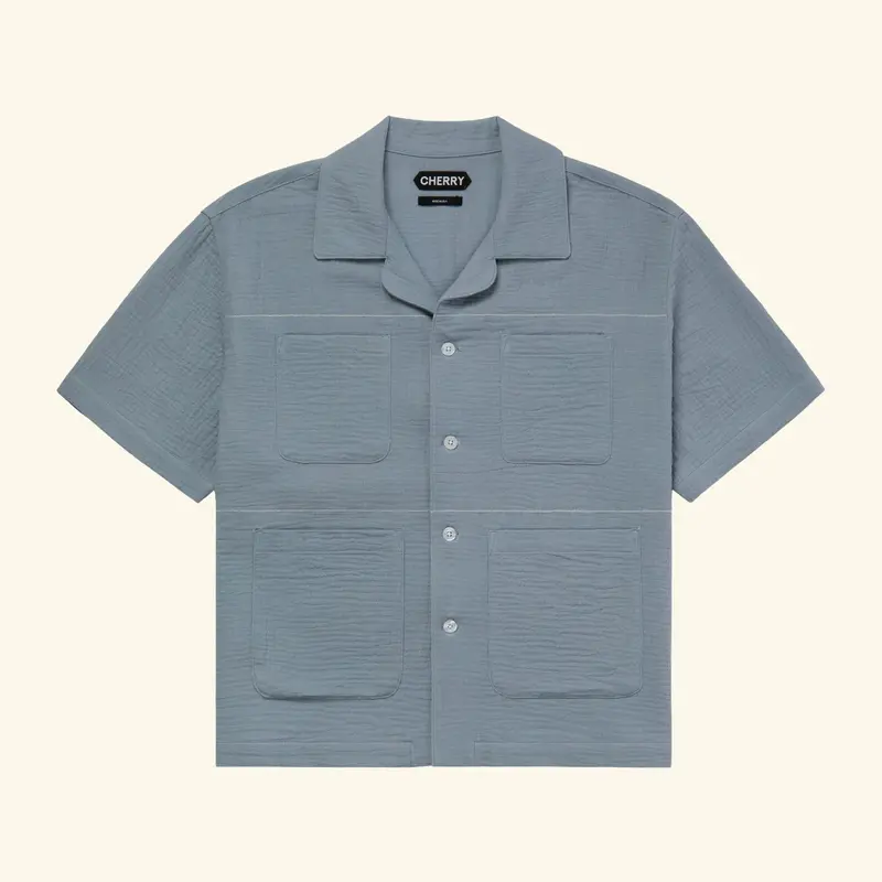 Embroidered Vacation Shirt (Pacific Blue) 1