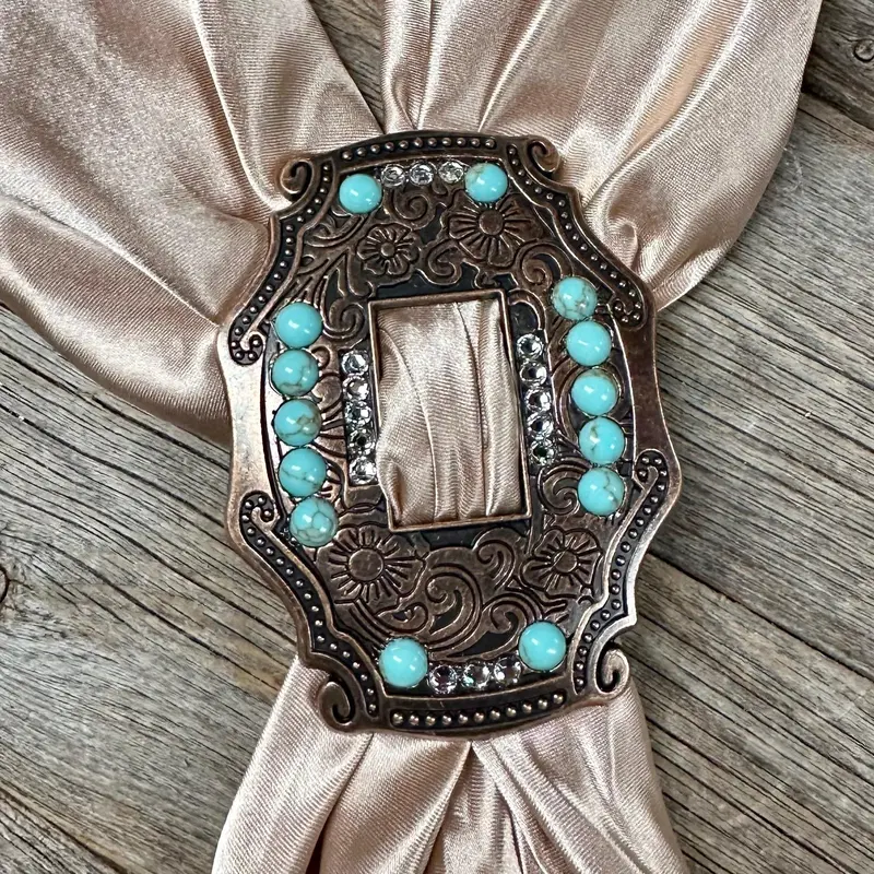 Extra Large Copper Turquoise And Clear Buckle Slide Scotqcl 1