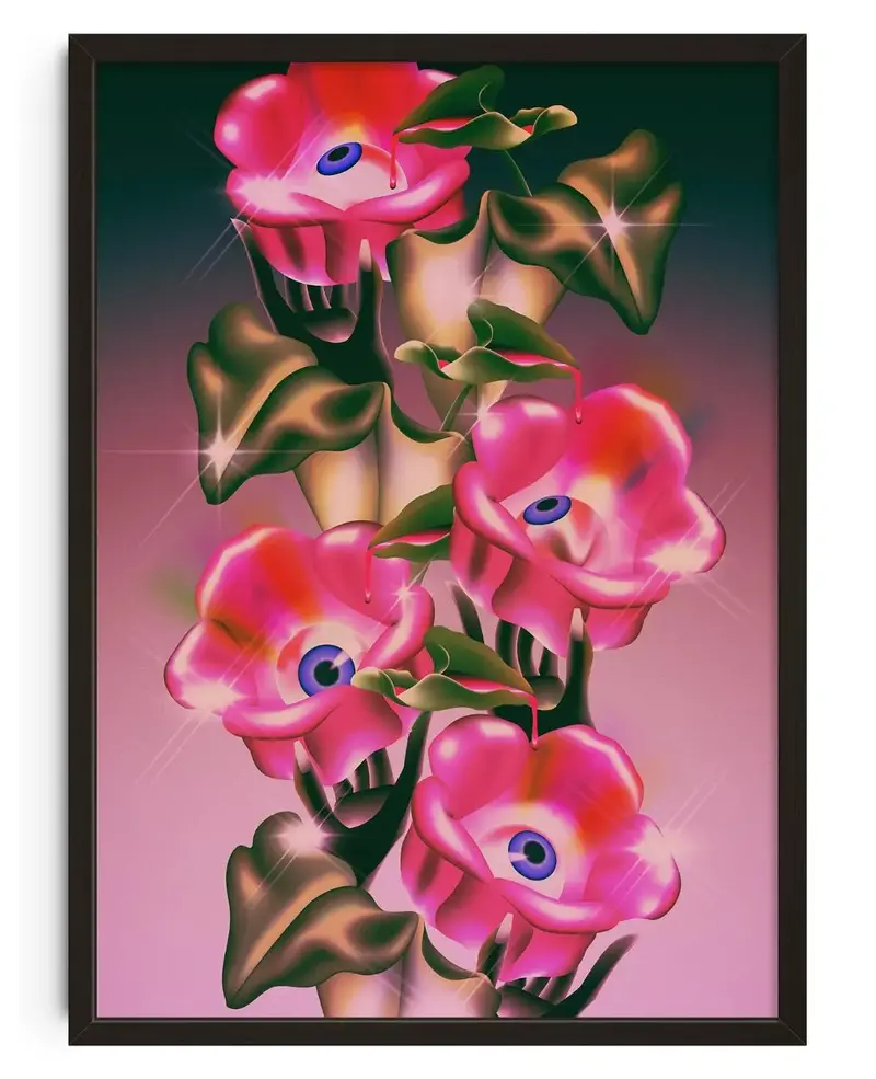 Eyes, Hands, & Pink Flowers 1