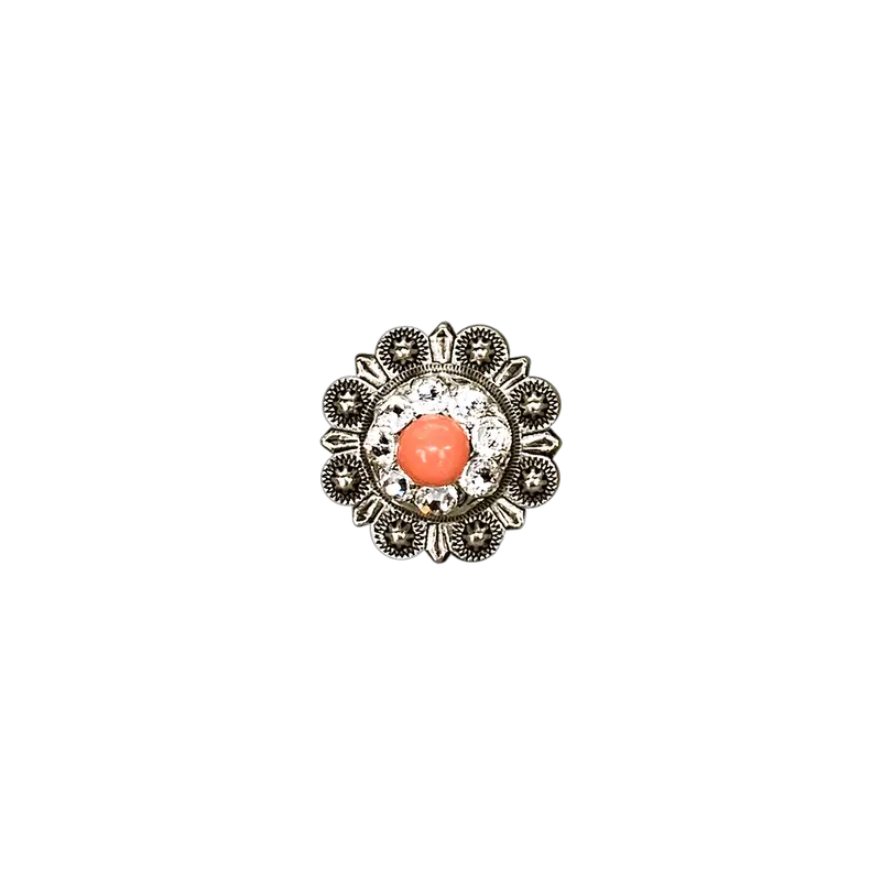 Fashion Coral & Clear Antique Silver 1" European Crystal Concho 1