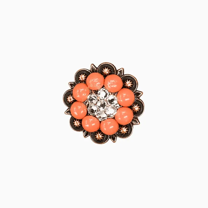 Fashion Coral & Clear Copper 1.25" European Crystal Concho 1