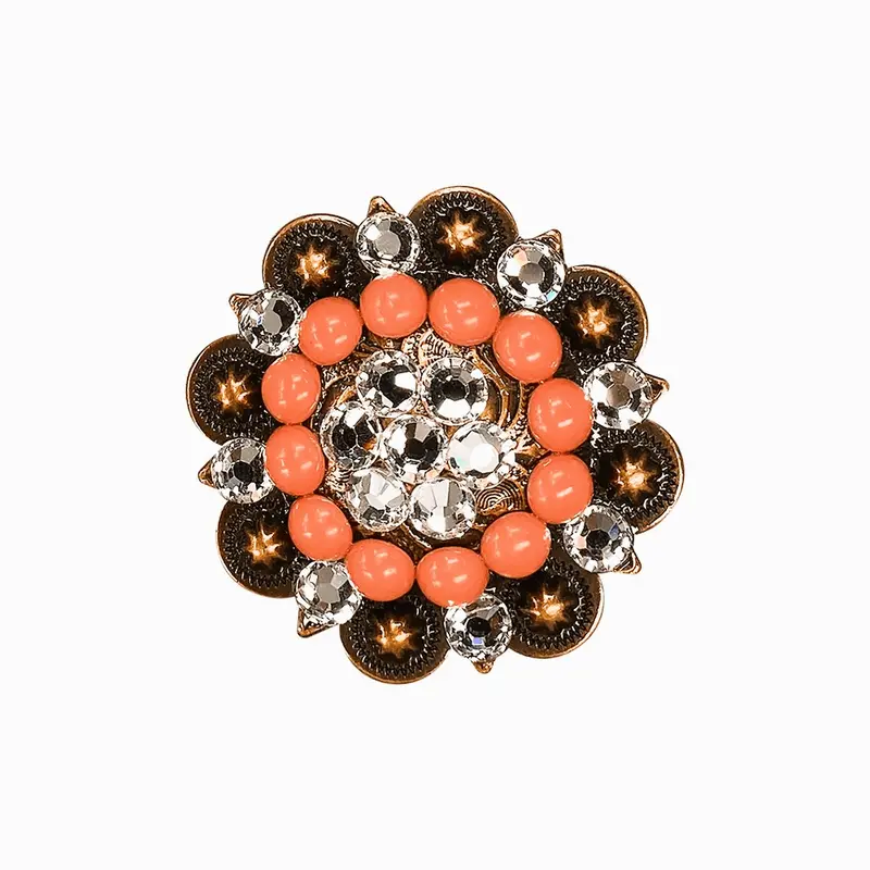 Fashion Coral & Clear Copper 2" European Crystal Concho 1