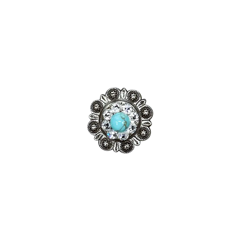 Fashion Turquoise & Clear Antique Silver 1" European Crystal Concho 1
