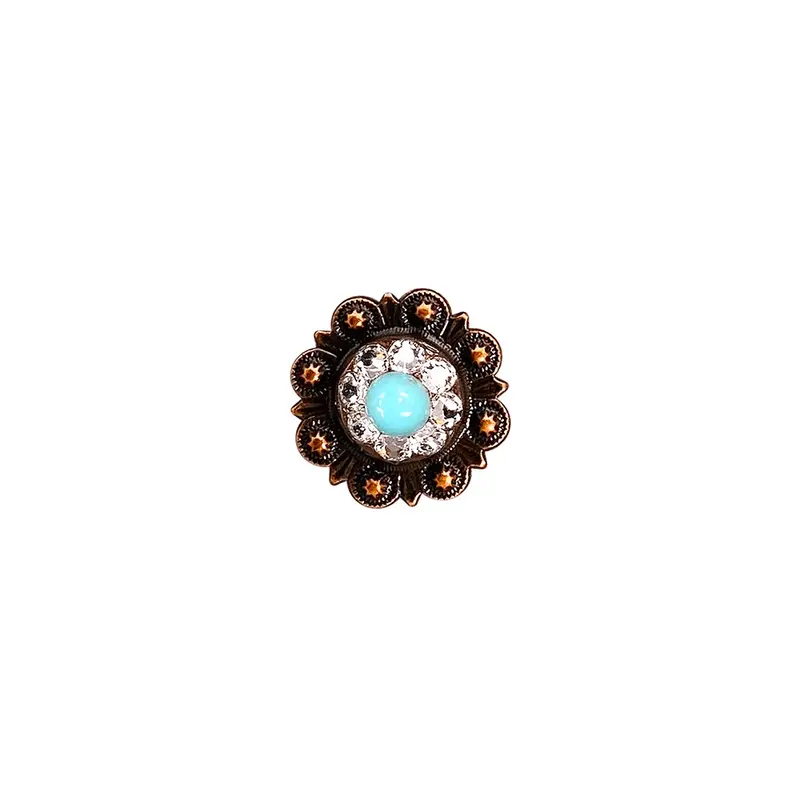 Fashion Turquoise & Clear Copper 1" European Crystal Concho 1