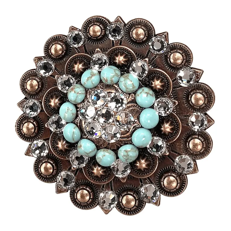 Fashion Turquoise & Clear Copper Berry Jacket European Crystal Concho 1