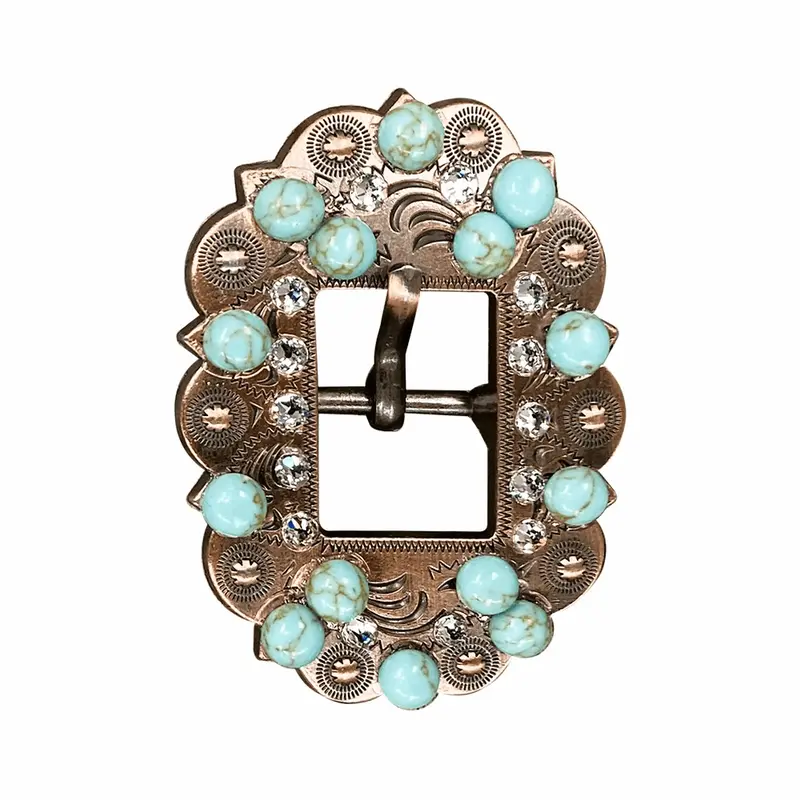 Fashion Turquoise & Clear Copper European Crystal Cart Buckle 1