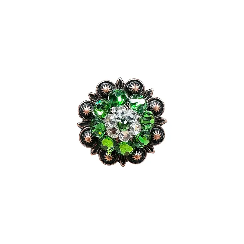 Fern & Clear Copper 1.25" European Crystal Concho 1