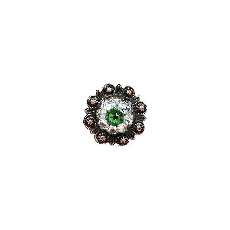 Fern & Clear Copper 1" European Crystal Concho 1