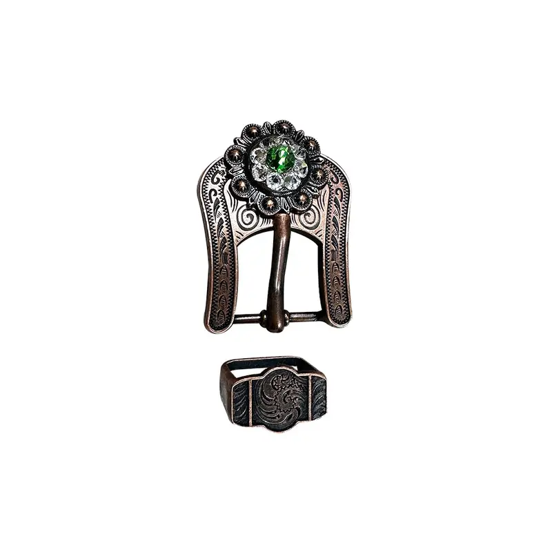 Fern & Clear Copper European Crystal Buckle Keeper Set 1
