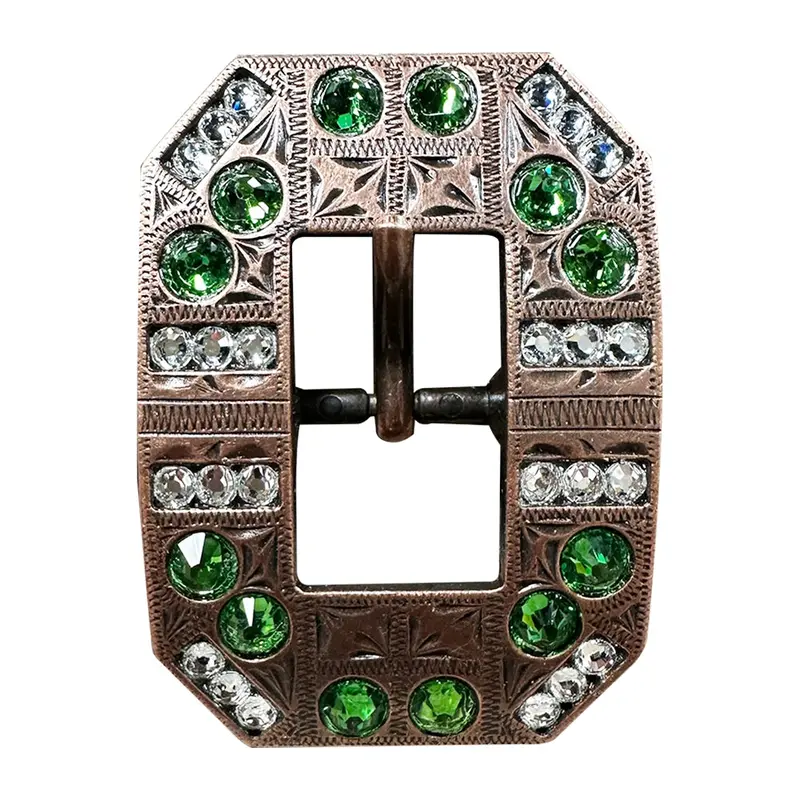 Fern & Clear Copper European Crystal Square Cart Buckle 1